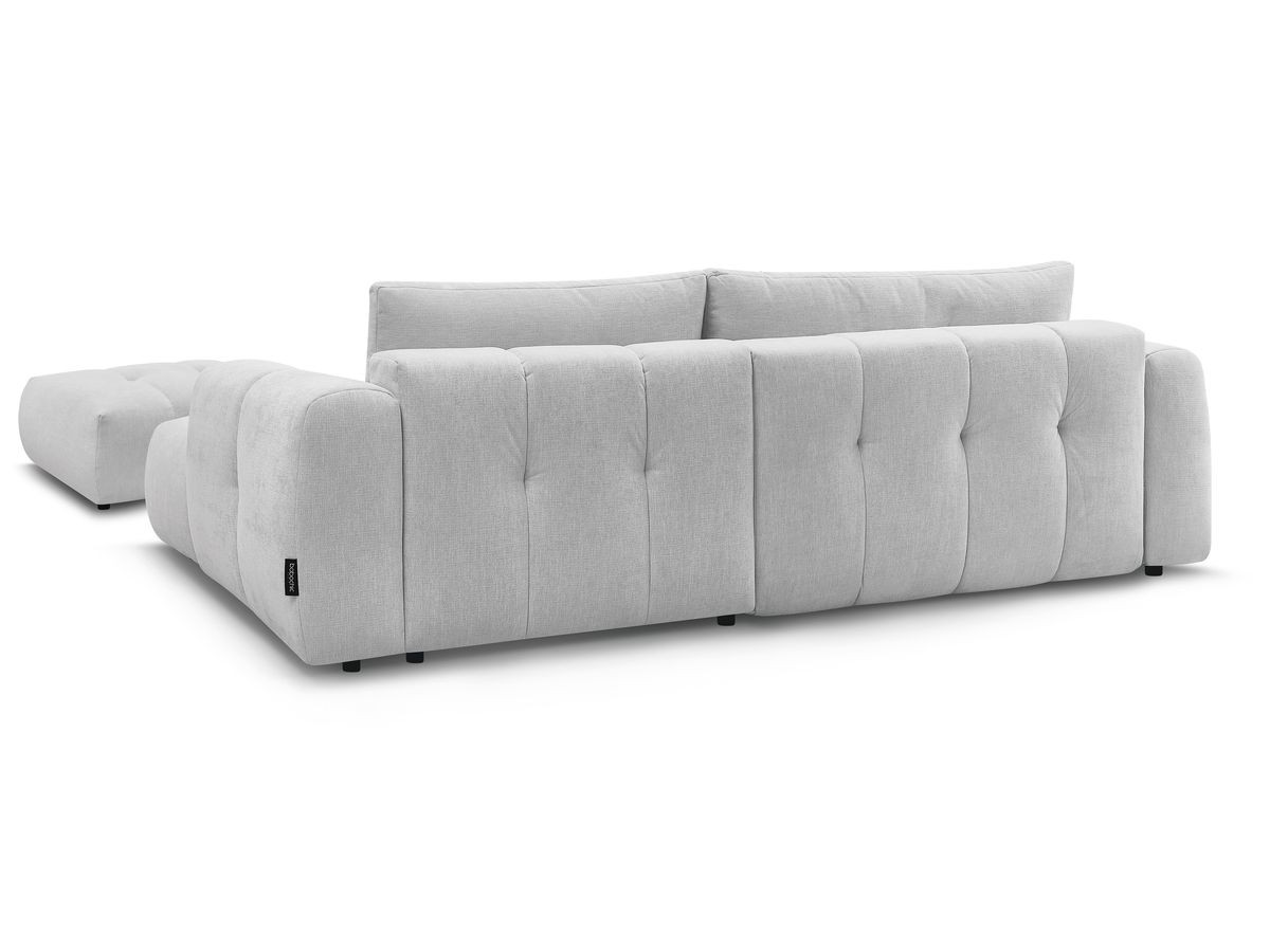Canapé d'angle convertible FUJI tissu lisse avec pouf