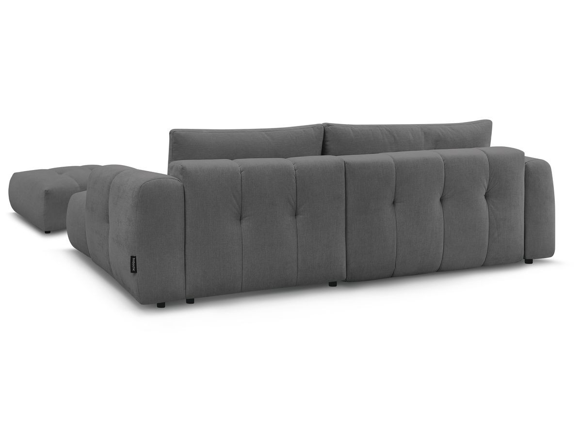 Canapé d'angle convertible FUJI tissu lisse avec pouf