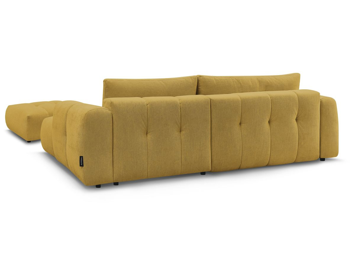 Canapé d'angle convertible FUJI tissu lisse avec pouf