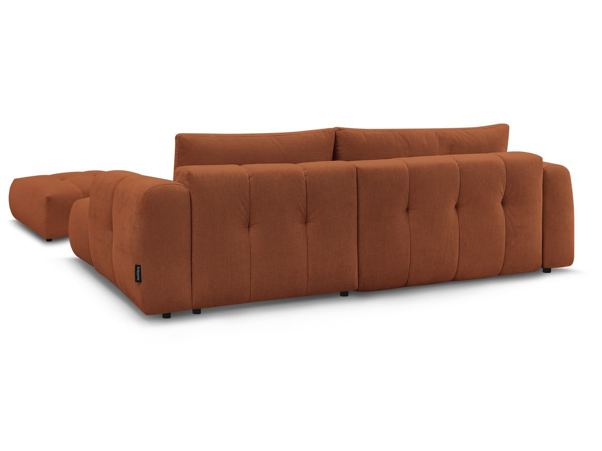 Canapé d'angle convertible FUJI tissu lisse avec pouf