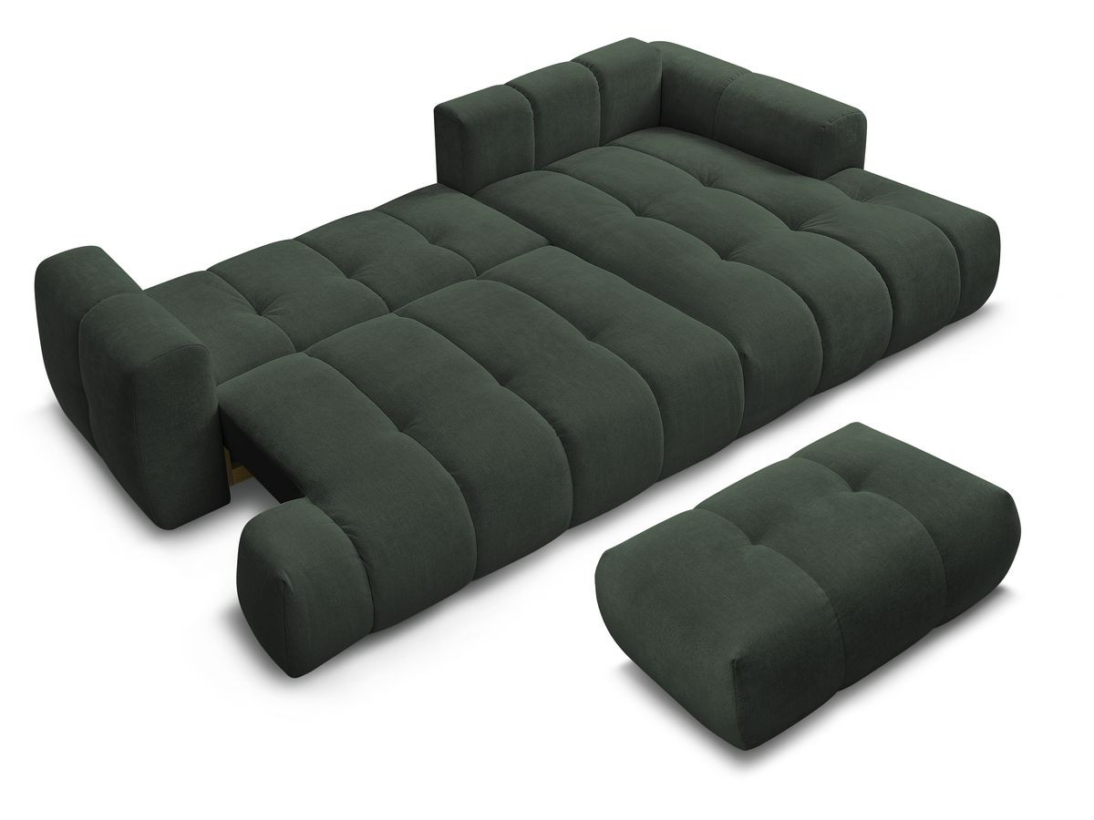 Canapé d'angle convertible FUJI tissu lisse avec pouf