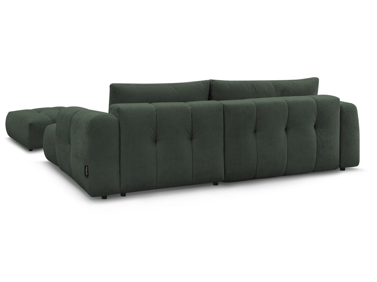 Canapé d'angle convertible FUJI tissu lisse avec pouf
