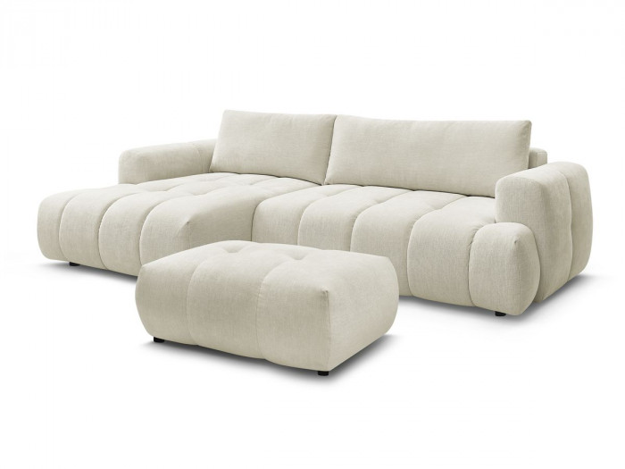 Canapé d'angle convertible FUJII tissu lisse