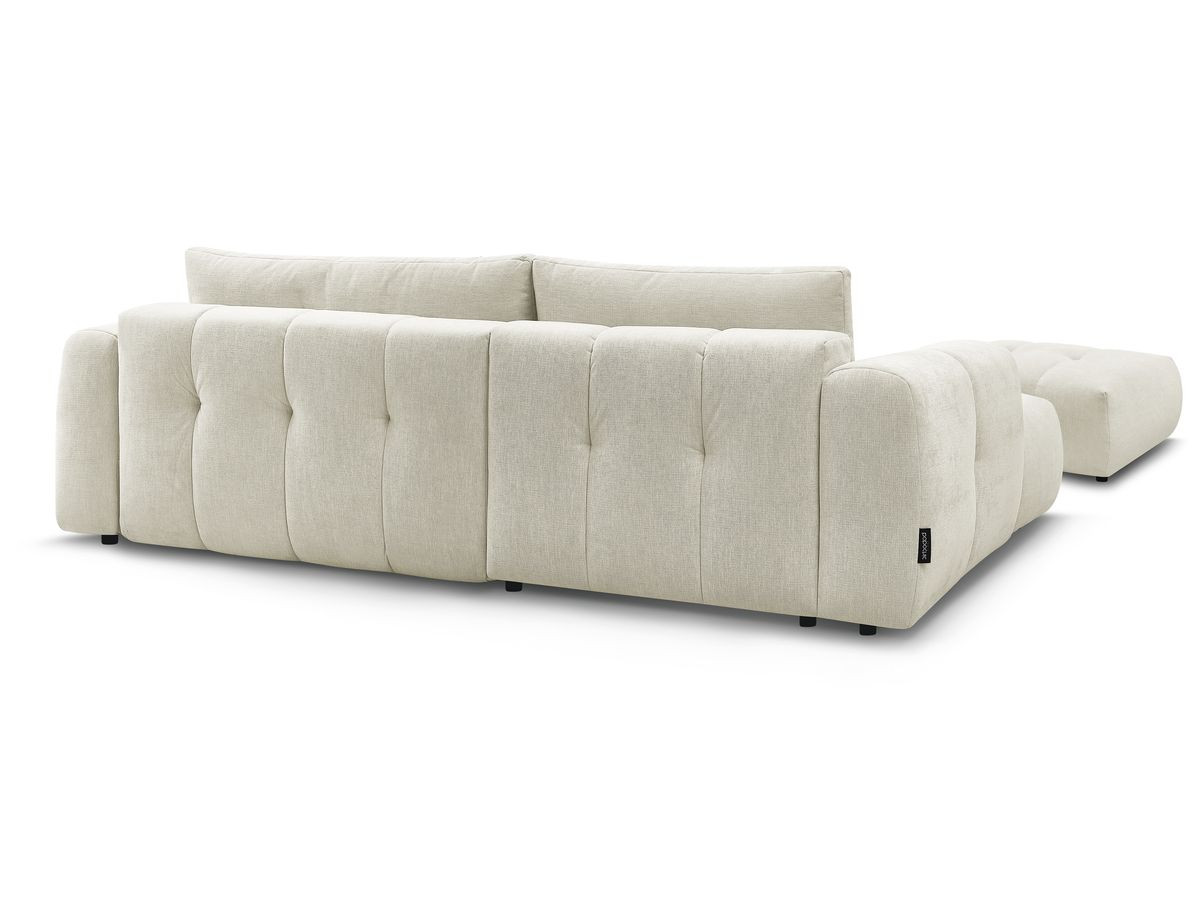 Canapé d'angle convertible FUJI tissu lisse avec pouf