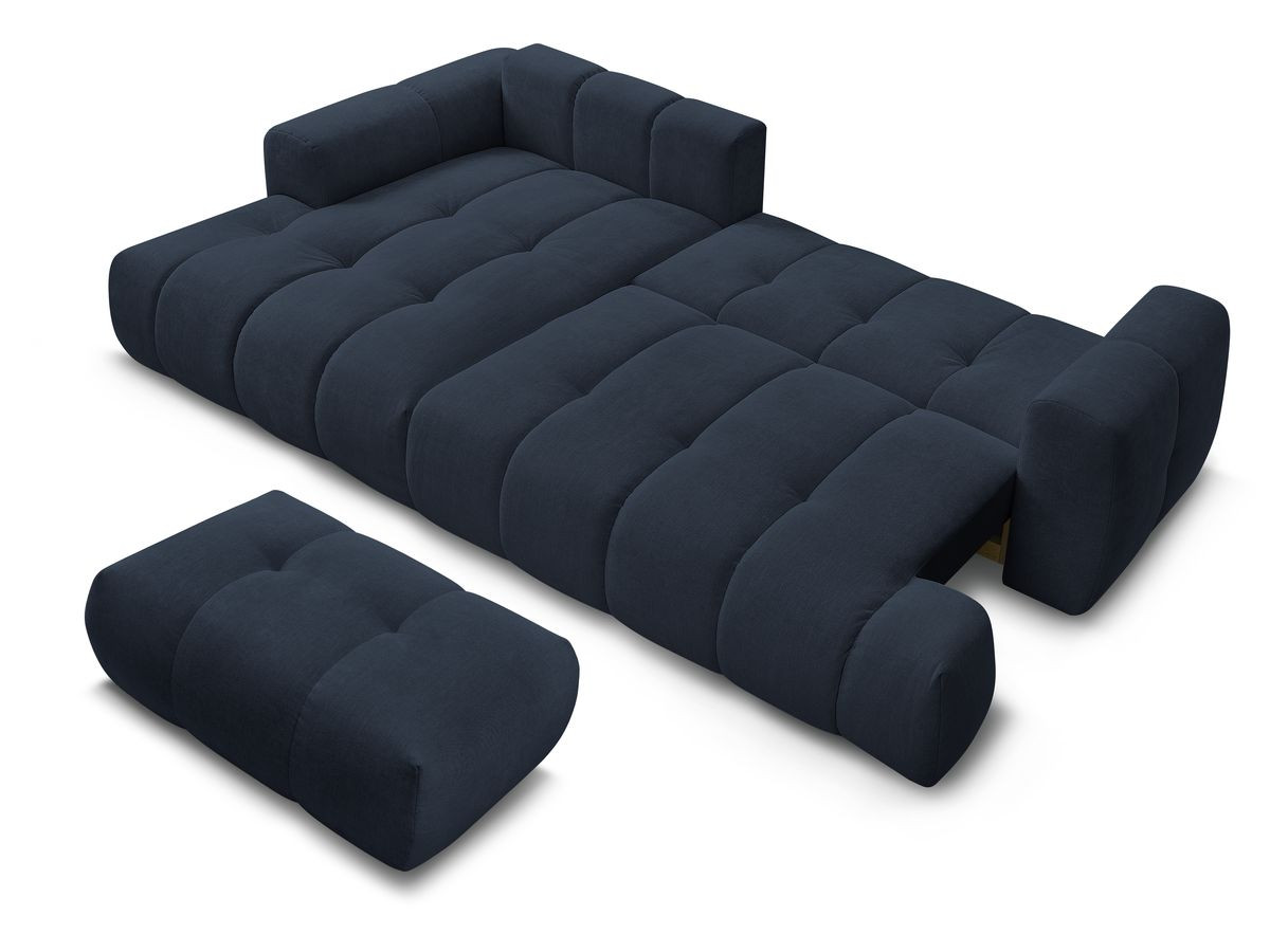 Canapé d'angle convertible FUJI tissu lisse avec pouf