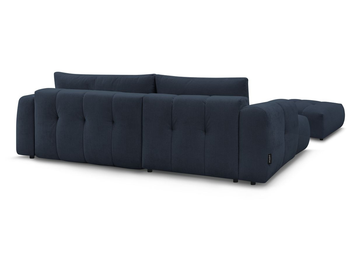 Canapé d'angle convertible FUJI tissu lisse avec pouf