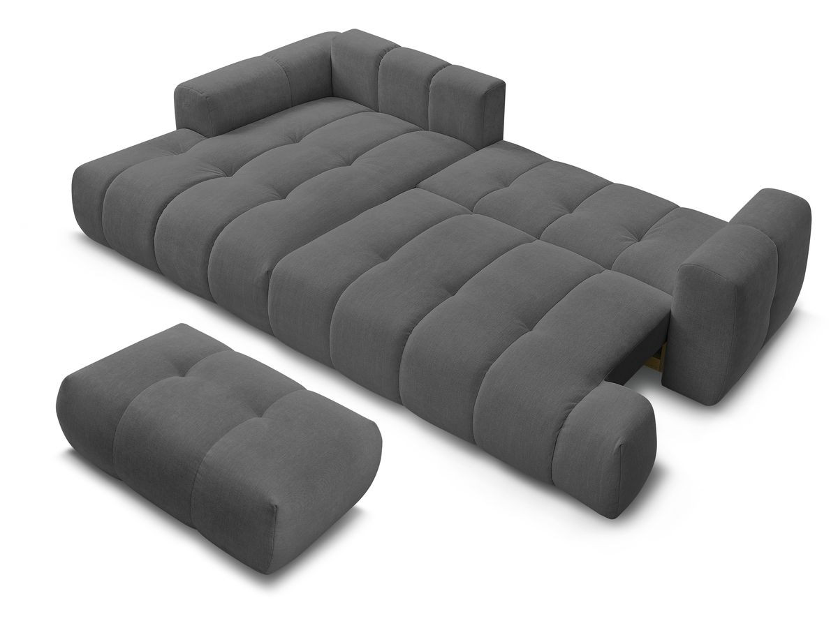 Canapé d'angle fixe EVEREST tissu chiné - Orange - Angle droit - 10 coussins