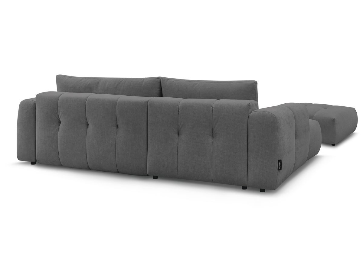 Canapé d'angle fixe EVEREST tissu chiné - Orange - Angle droit - 10 coussins