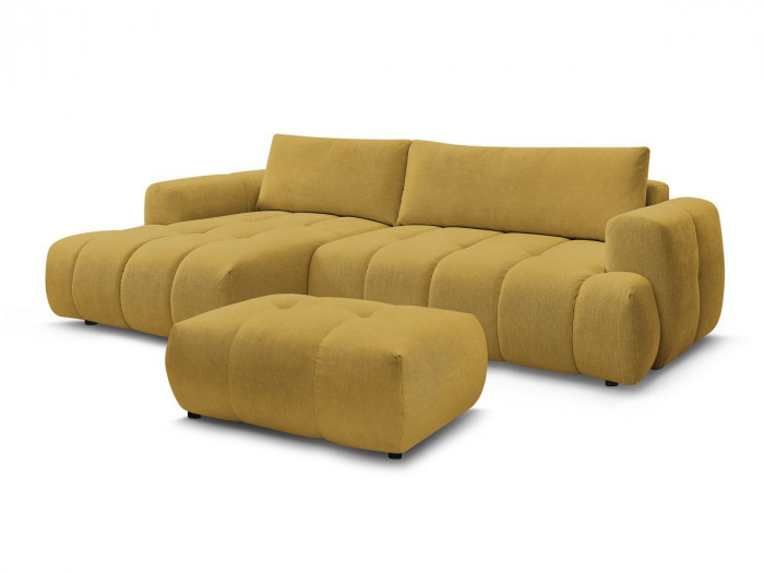 Canapé d'angle convertible FUJII tissu lisse