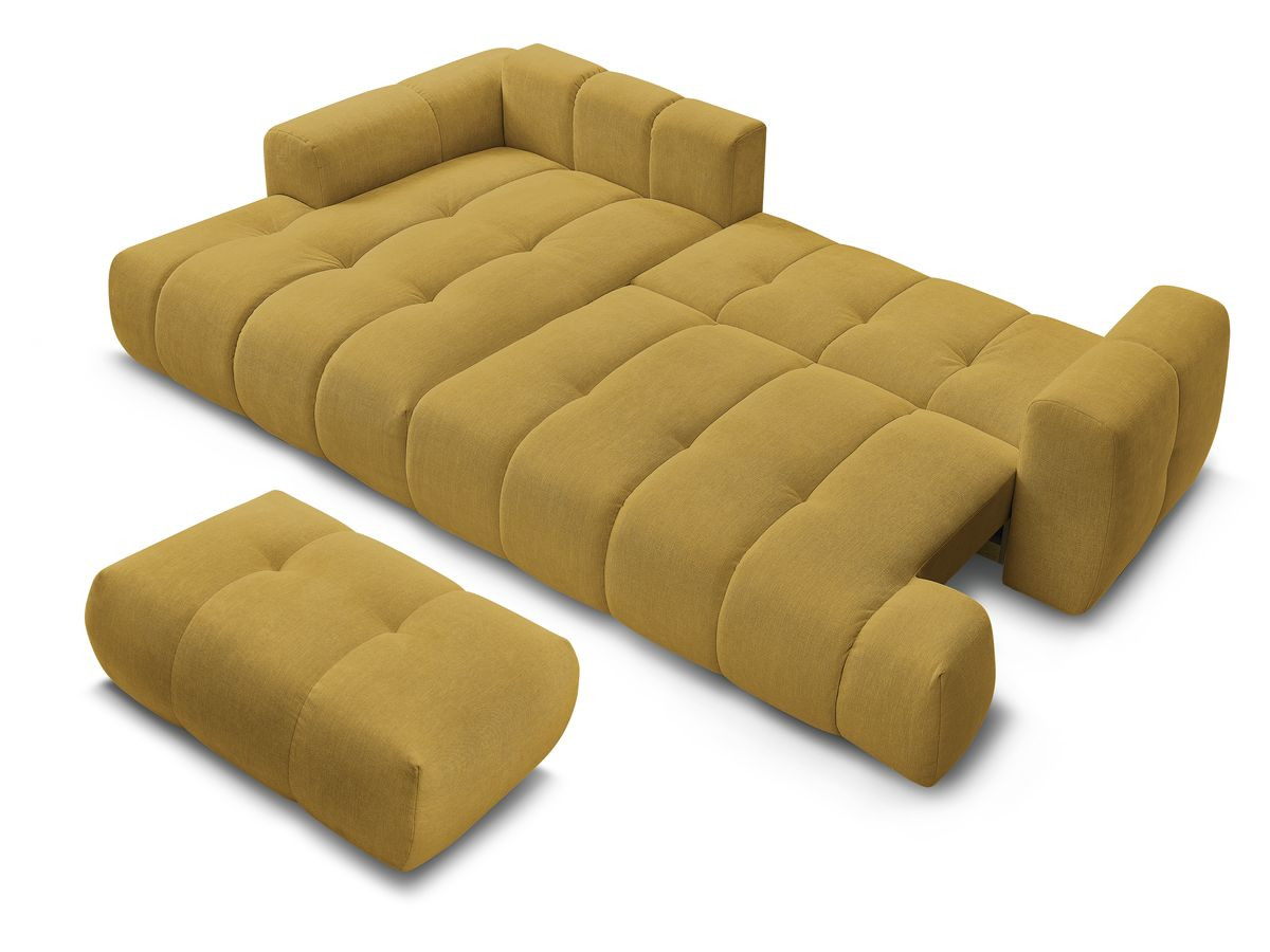 Canapé d'angle fixe EVEREST tissu chiné - Orange - Angle droit - 10 coussins