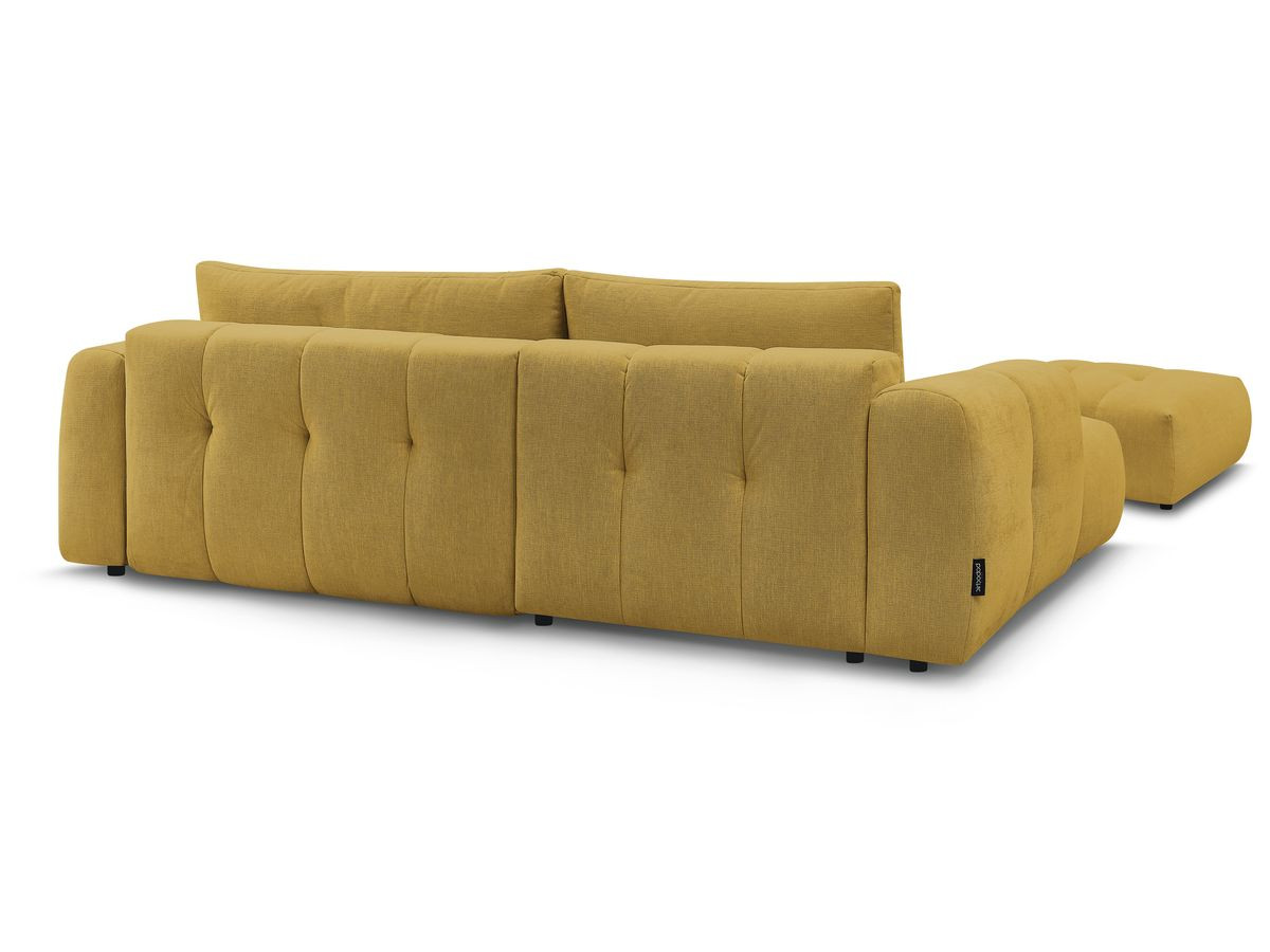 Canapé d'angle fixe EVEREST tissu chiné - Orange - Angle droit - 10 coussins
