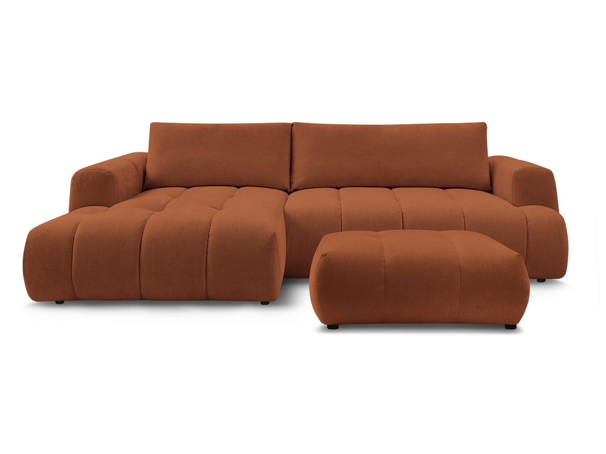 Canapé d'angle fixe EVEREST tissu chiné - Orange - Angle droit - 10 coussins
