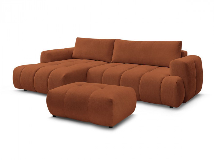 Canapé d'angle convertible FUJII tissu lisse