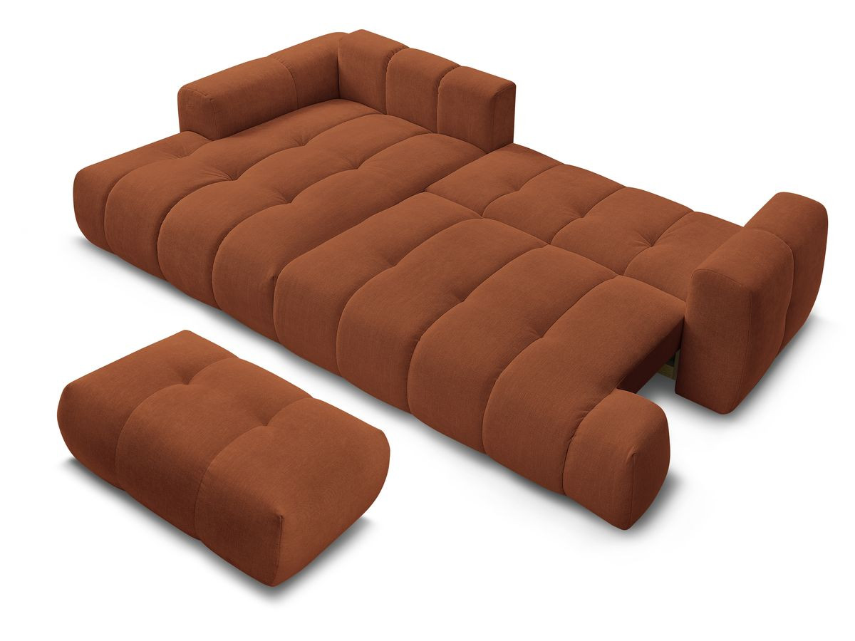 Canapé d'angle fixe EVEREST tissu chiné - Orange - Angle droit - 10 coussins
