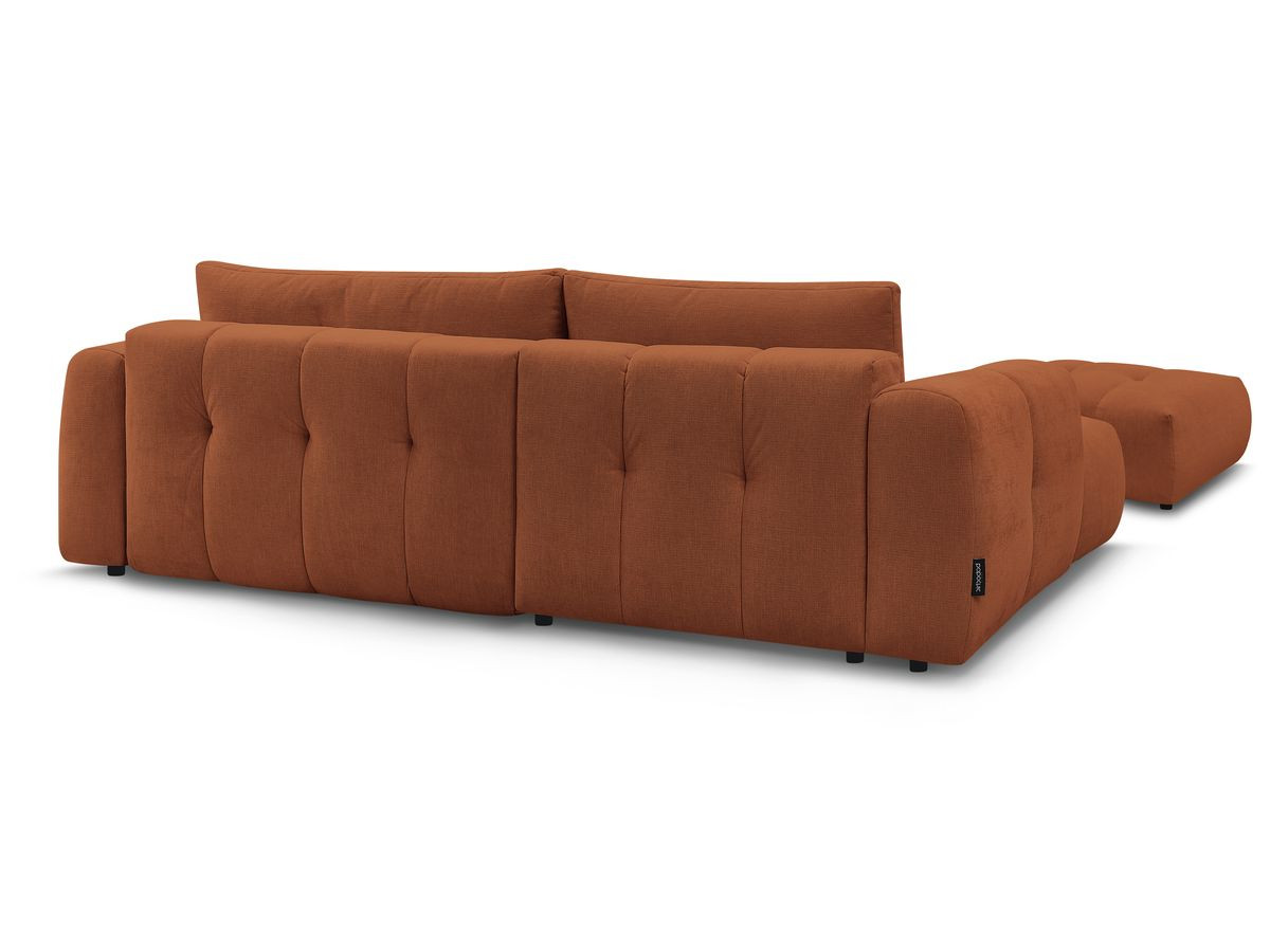 Canapé d'angle fixe EVEREST tissu chiné - Orange - Angle droit - 10 coussins