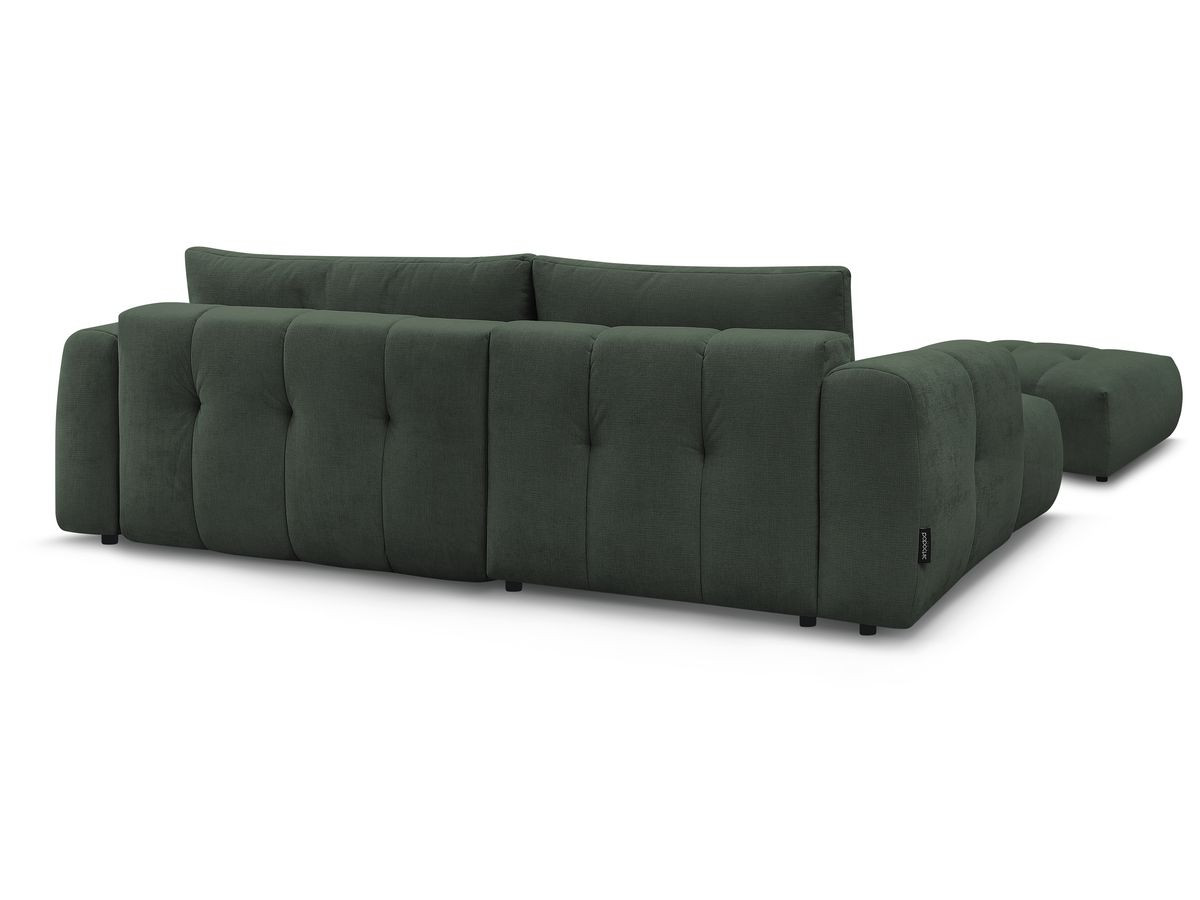 Canapé d'angle convertible FUJI tissu lisse avec pouf