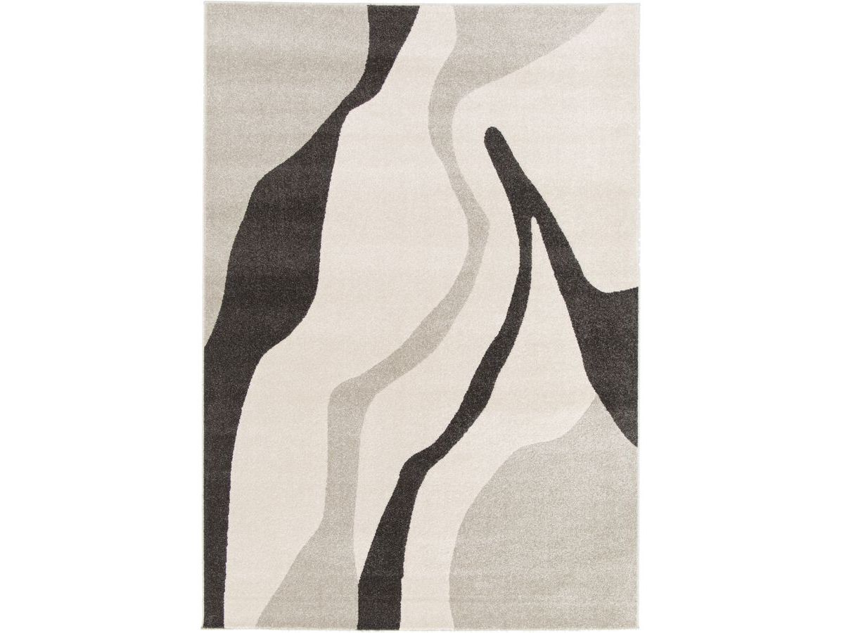 Tapis poils ras ULYS motif abstrait gris