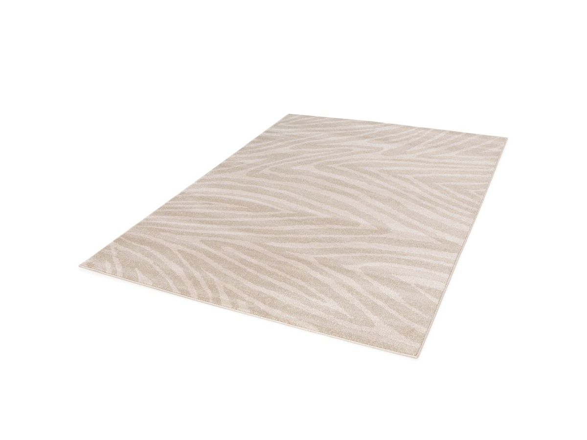 Tapis poils ras ZAYN motif abstrait beige