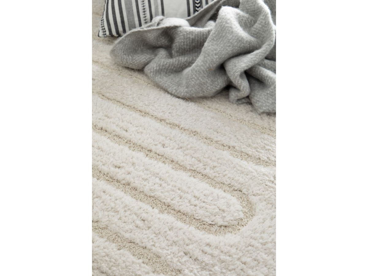 Tapis poils longs CYRELLO motif graphique ecru — vue 6