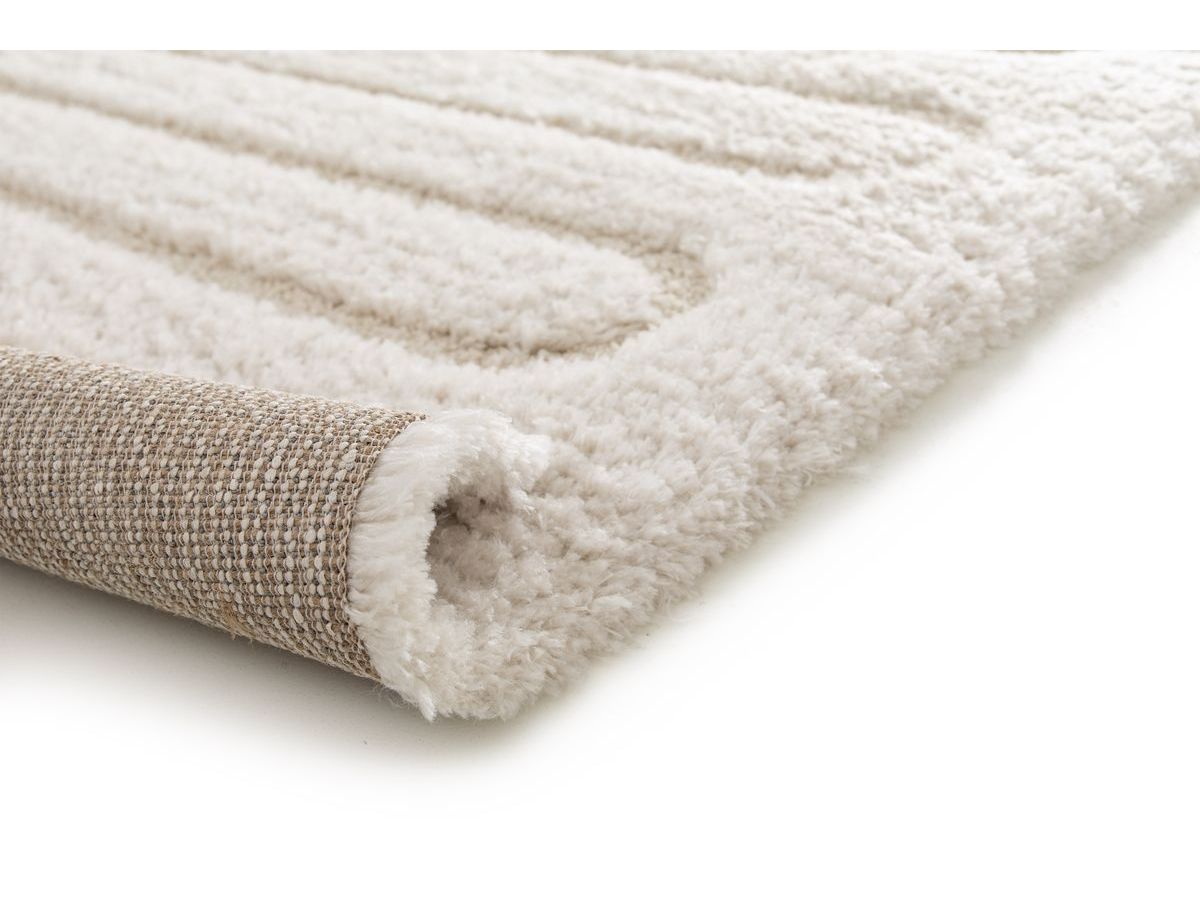 Tapis poils longs CYRELLO motif graphique ecru — vue 5