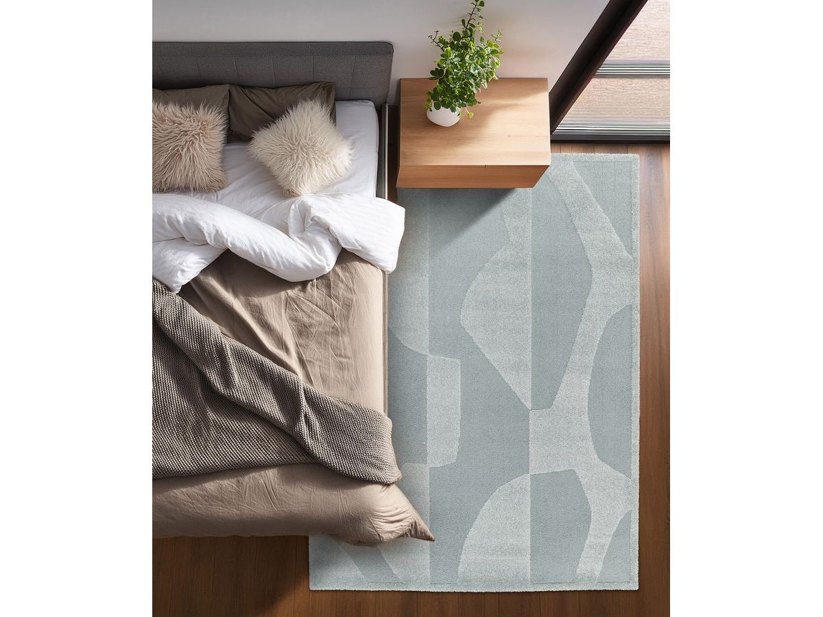 elior laagpolig vloerkleed met abstract patroon gekleurd blauw