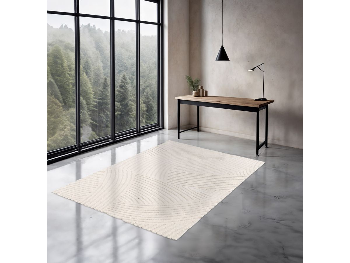 Tapis poils courts STAN motif abstrait beige — vue 4