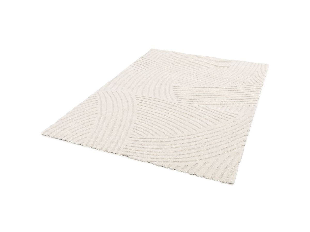 stan kortpolig vloerkleed met abstract patroon gekleurd beige