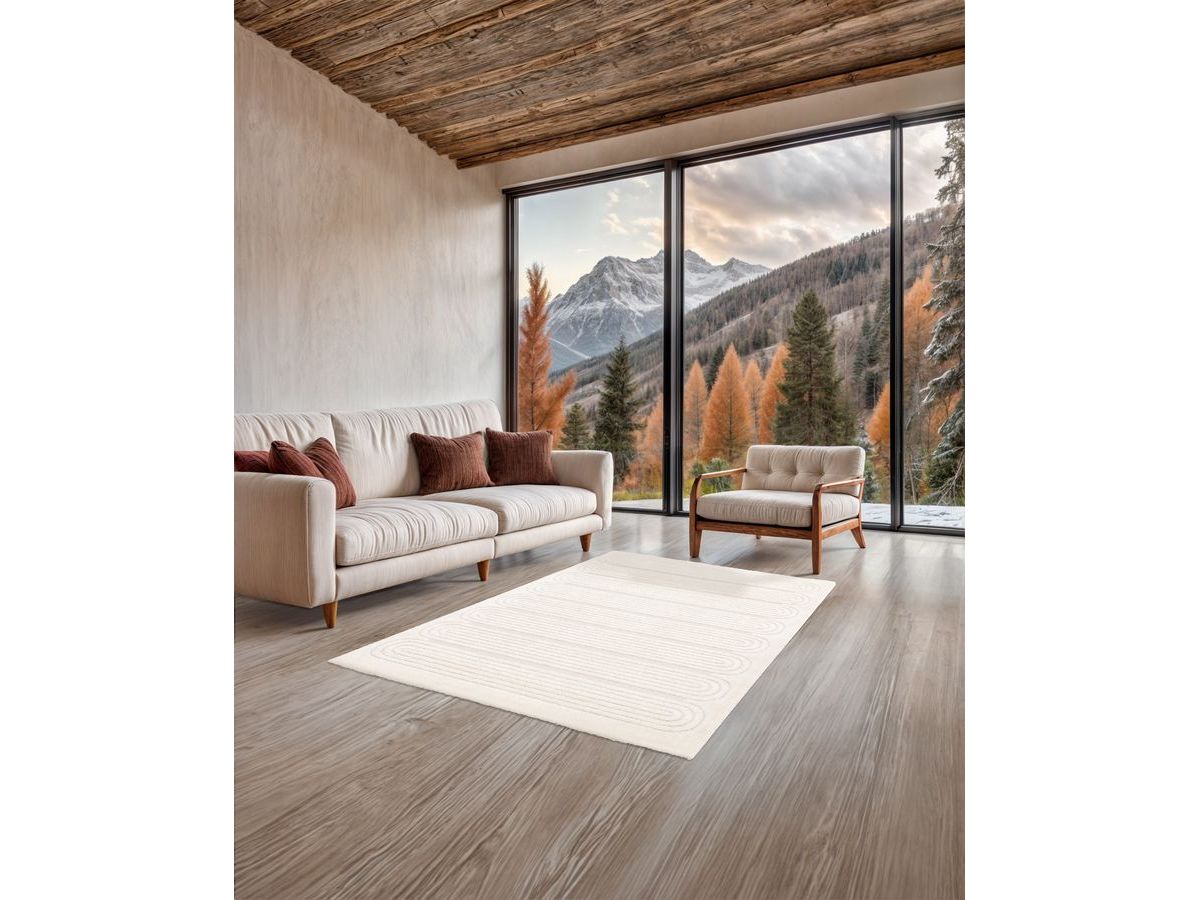 Tapis poils courts IAGO motif graphique beige — vue 5