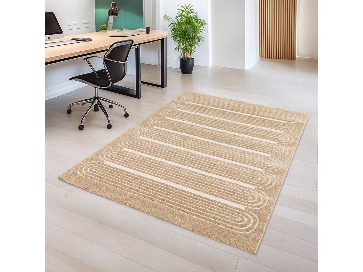 IAGO kortpolig vloerkleed met grafisch patroon