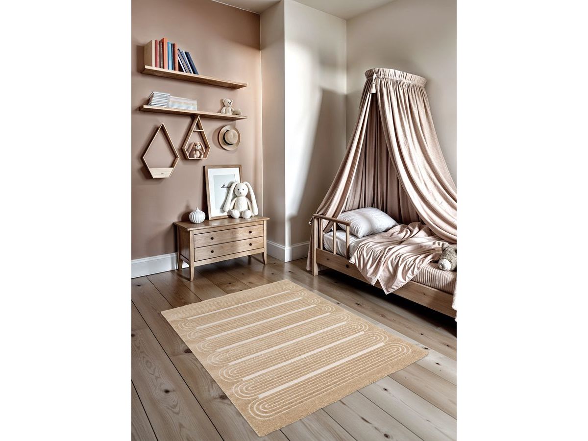 IAGO kortpolig vloerkleed met grafisch patroon