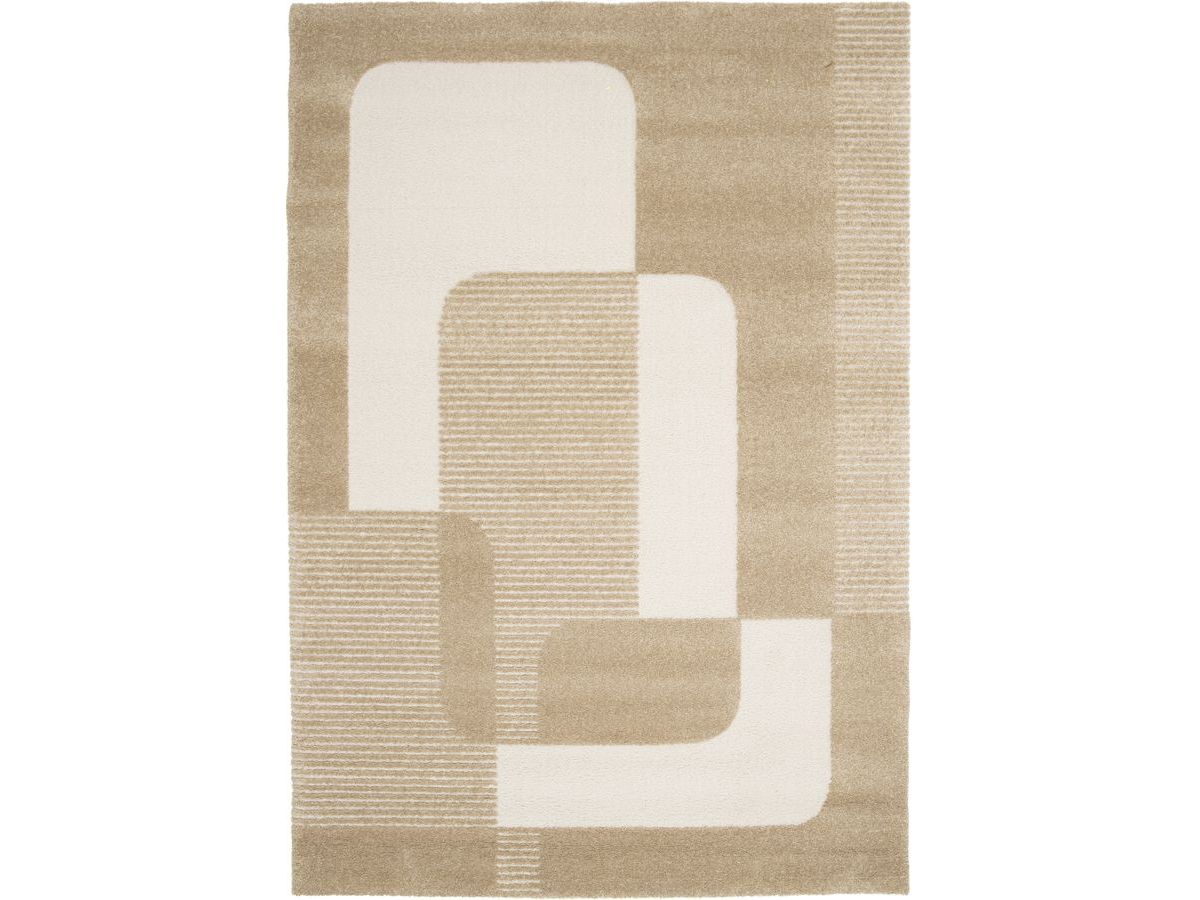 clotaire kortpolig vloerkleed met abstract patroon gekleurd bruin