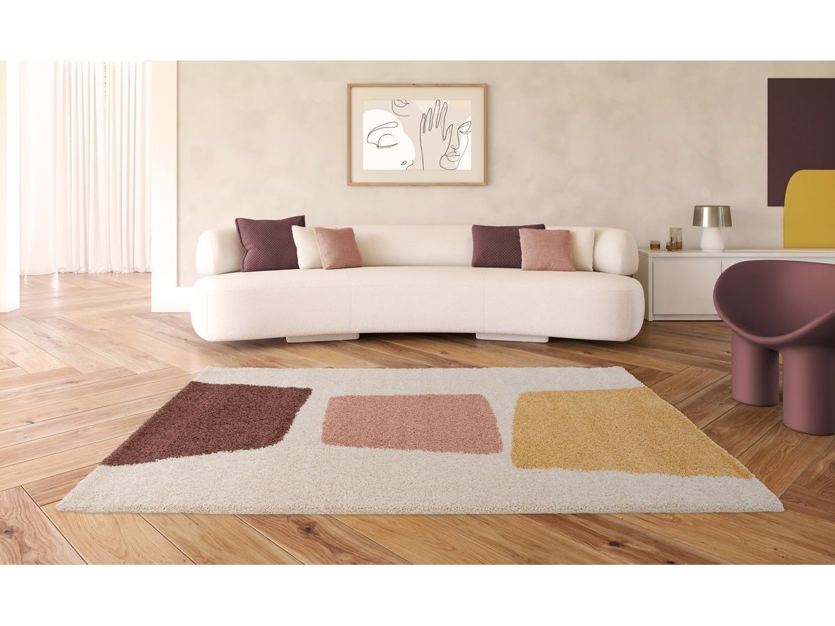 LEANDRE langpolig vloerkleed met geometrisch patroon