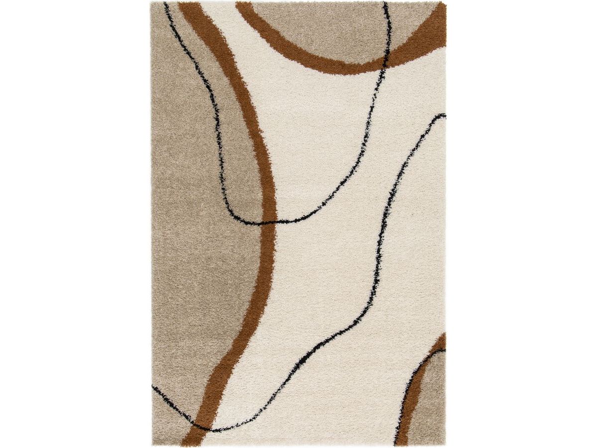 Tapis shaggy LALOU motif abstrait beige — vue 4