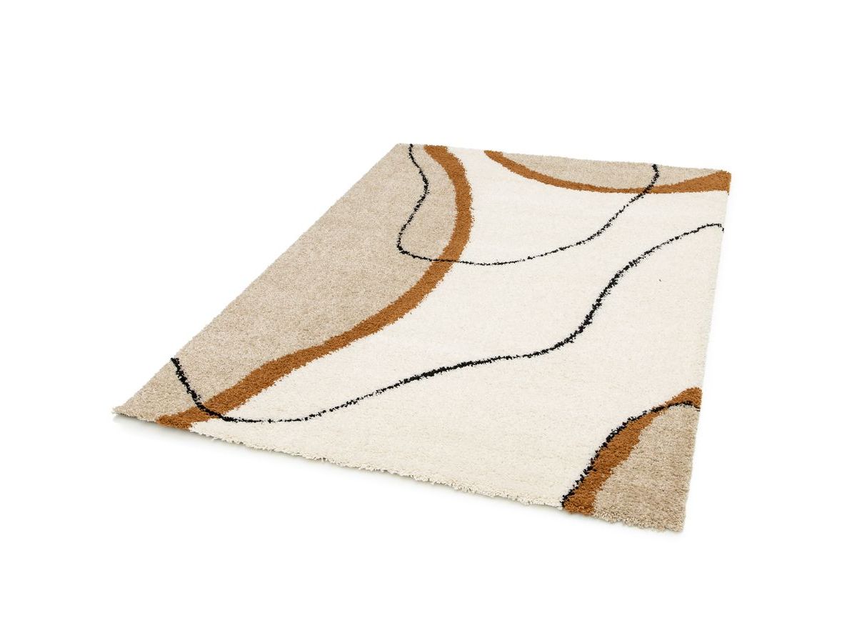 lalou shaggy vloerkleed met abstract patroon gekleurd beige
