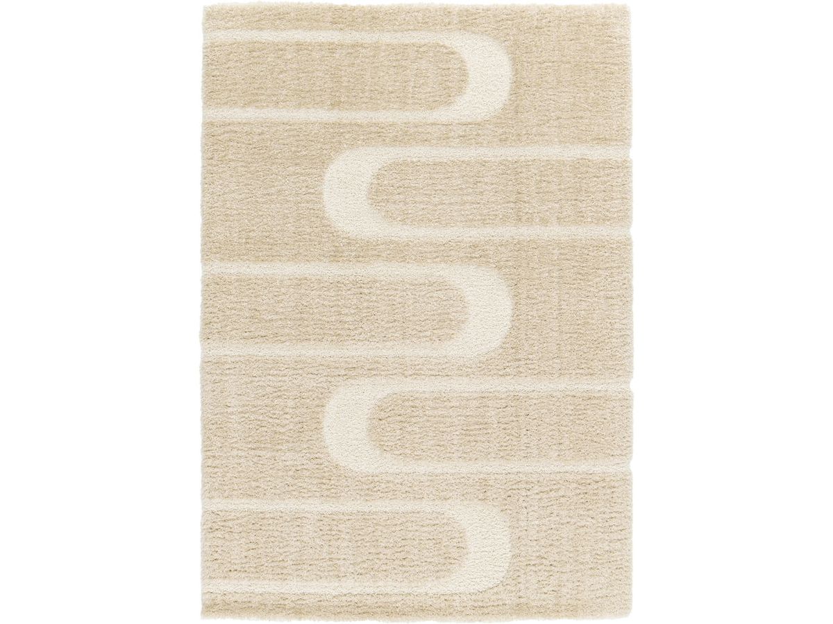 CALEB langpolig vloerkleed met grafisch patroon