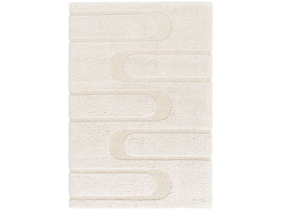 CALEB langpolig vloerkleed met grafisch patroon