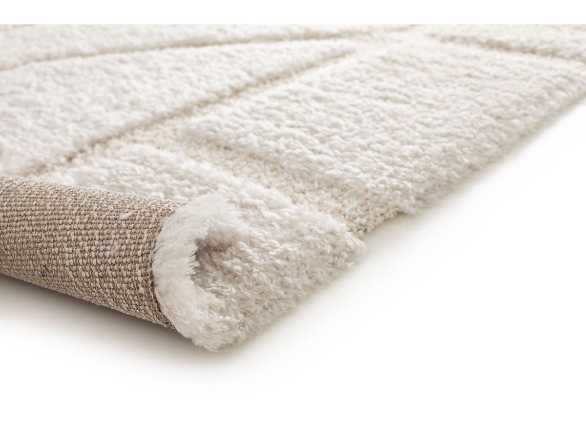 Tapis poils longs MARINA motif graphique ecru — vue 5