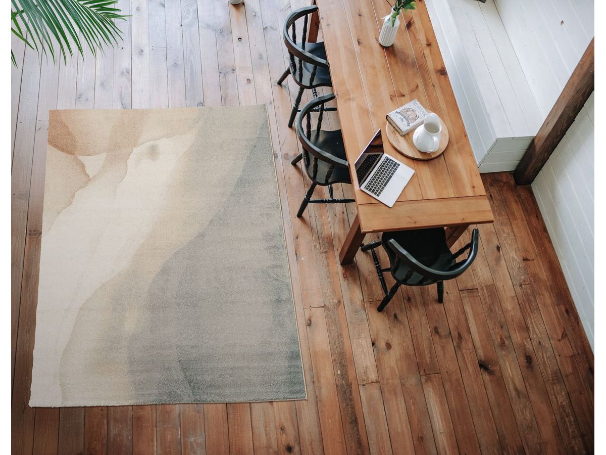 Tapis poils ras LIVIO motif abstrait marron — vue 5