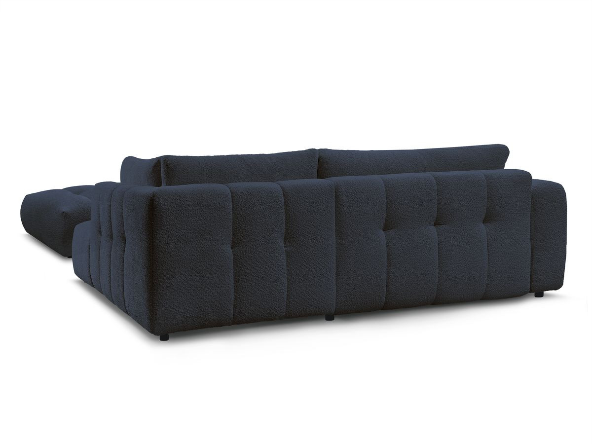 Canapé d'angle L convertible FUJI tissu bouclette avec pouf
