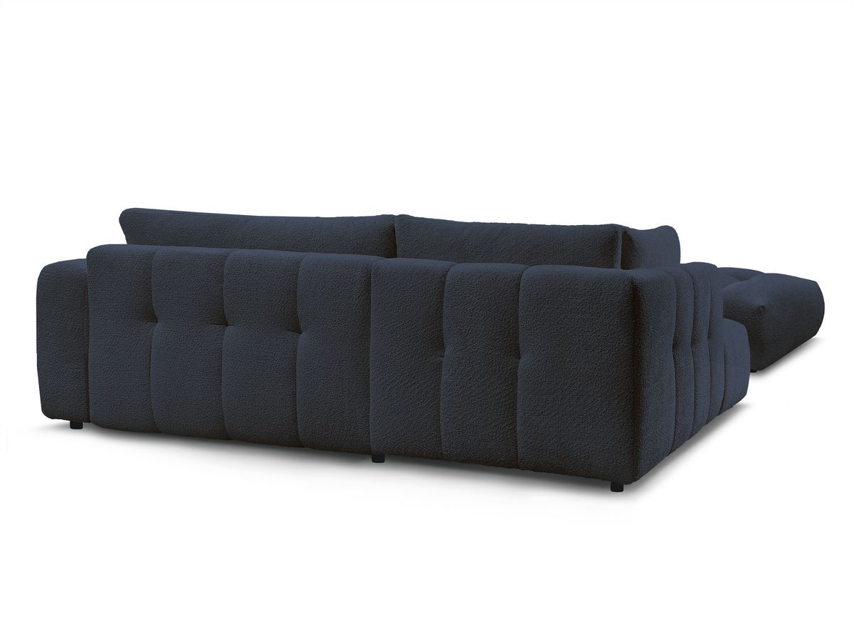 Canapé d'angle L convertible FUJI tissu bouclette avec pouf