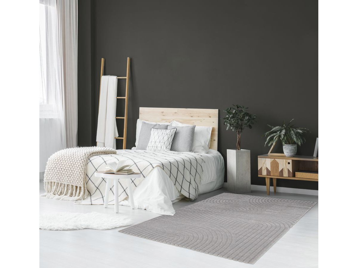 Tapis poils ras HERVE motif abstrait gris — vue 4