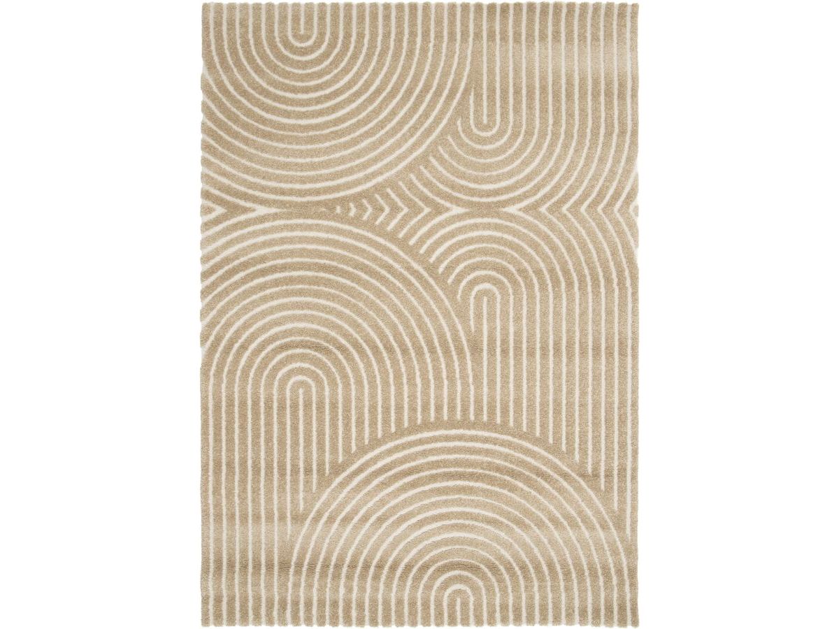 Tapis poils ras HERVE motif abstrait marron