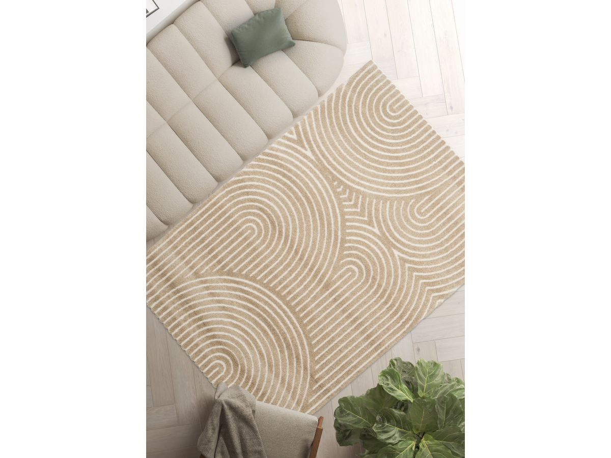 Tapis poils ras HERVE motif abstrait marron — vue 4