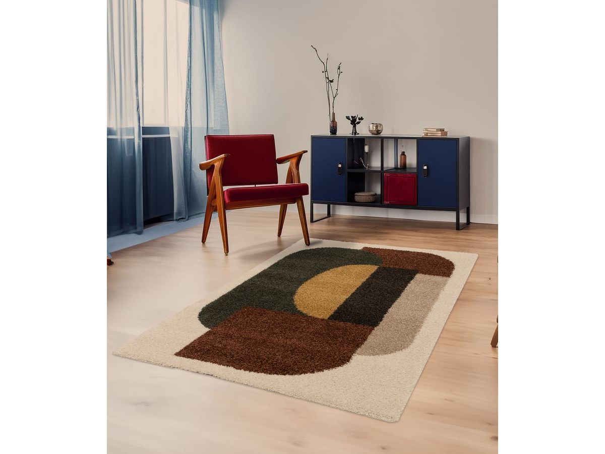 EZIO shaggy vloerkleed met abstract patroon