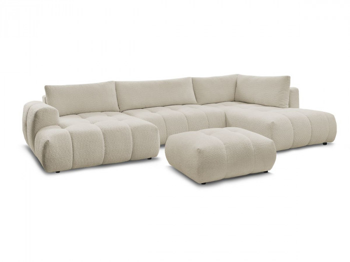 Canapé panoramique convertible FUJII tissu bouclette