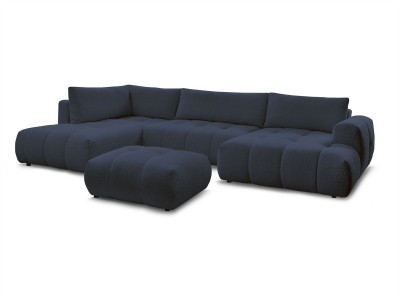 Canapé panoramique convertible FUJI tissu bouclette avec pouf
