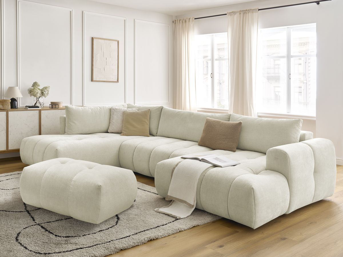 Canapé panoramique convertible FUJII tissu lisse