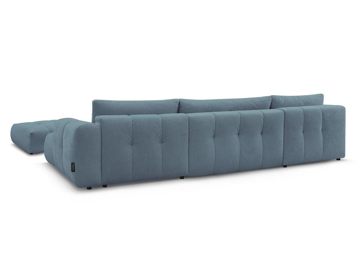 Canapé panoramique convertible FUJI tissu lisse avec pouf