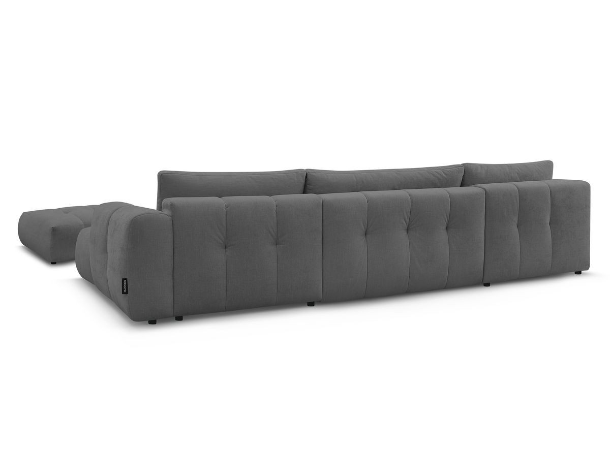 Canapé panoramique convertible FUJI tissu lisse avec pouf
