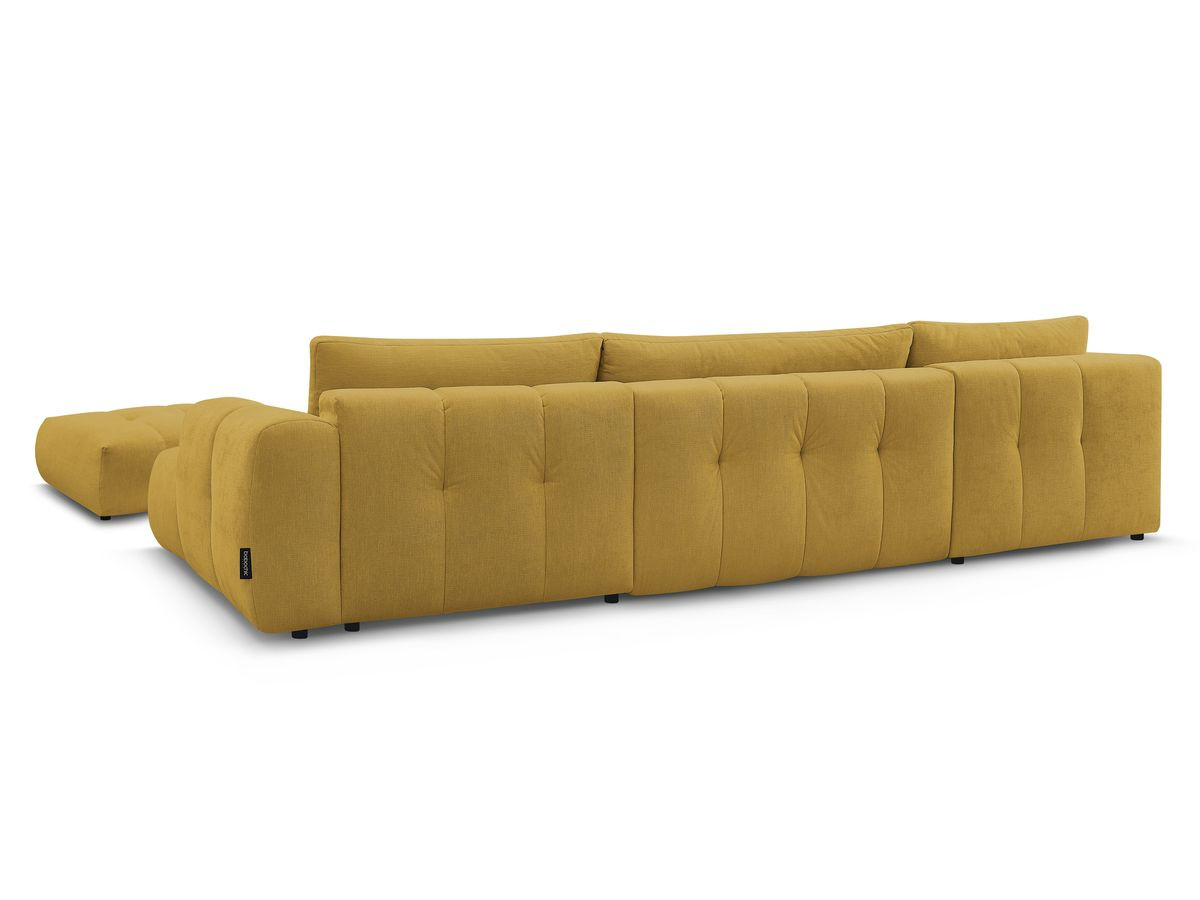 Canapé panoramique convertible FUJI tissu lisse avec pouf